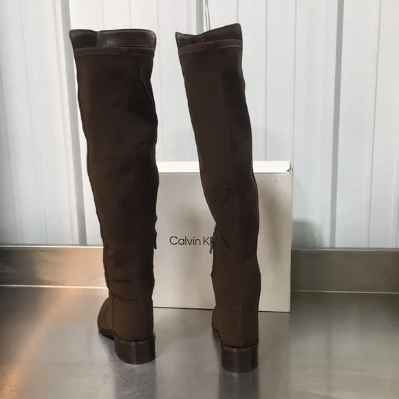 New WB Woman’s Calvin Klein Women's Brown Knee-High Boots - Picture 5 of 6